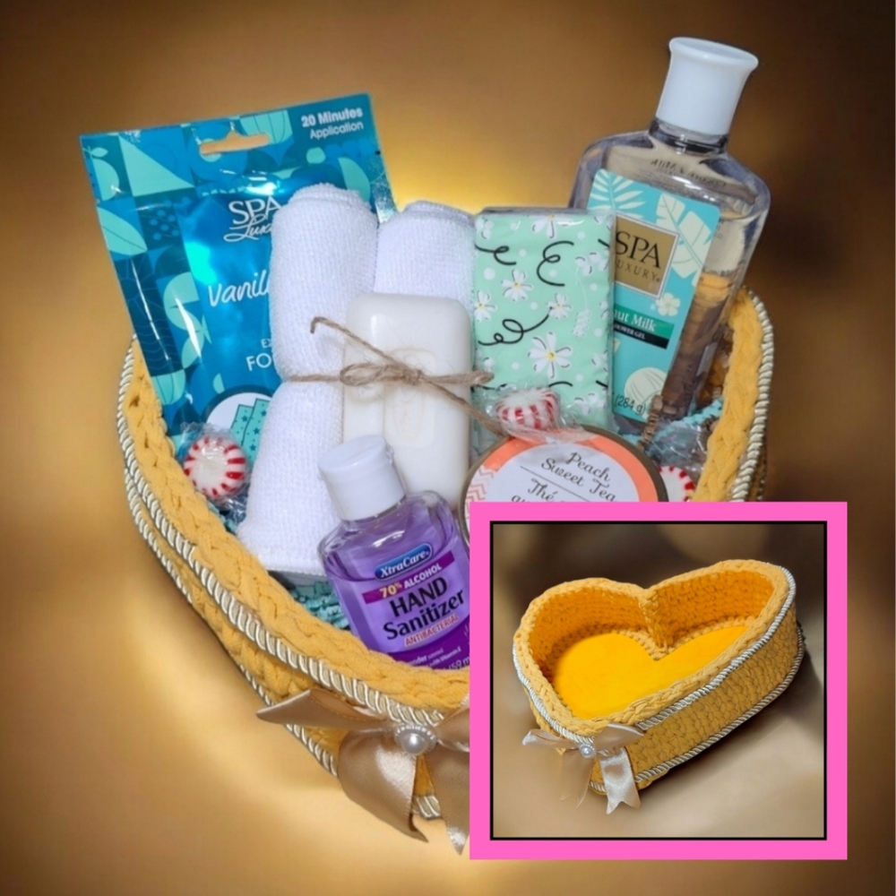 Handmade Welcome Heart Home Guest Gift Supplies Basket